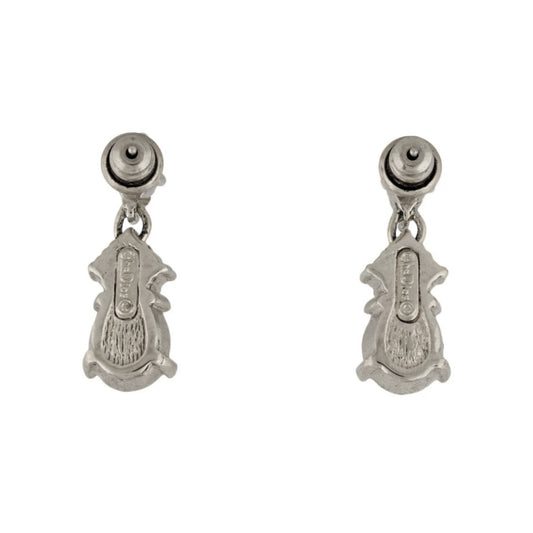 Christian Dior Silver Crystal Drop Earrings (Vintage)