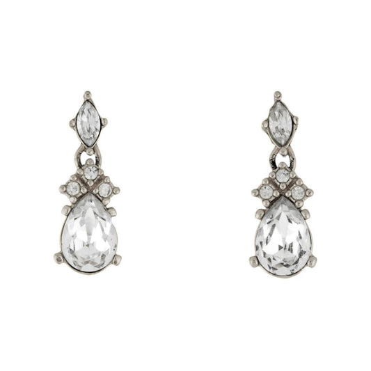 Christian Dior Silver Crystal Drop Earrings (Vintage)
