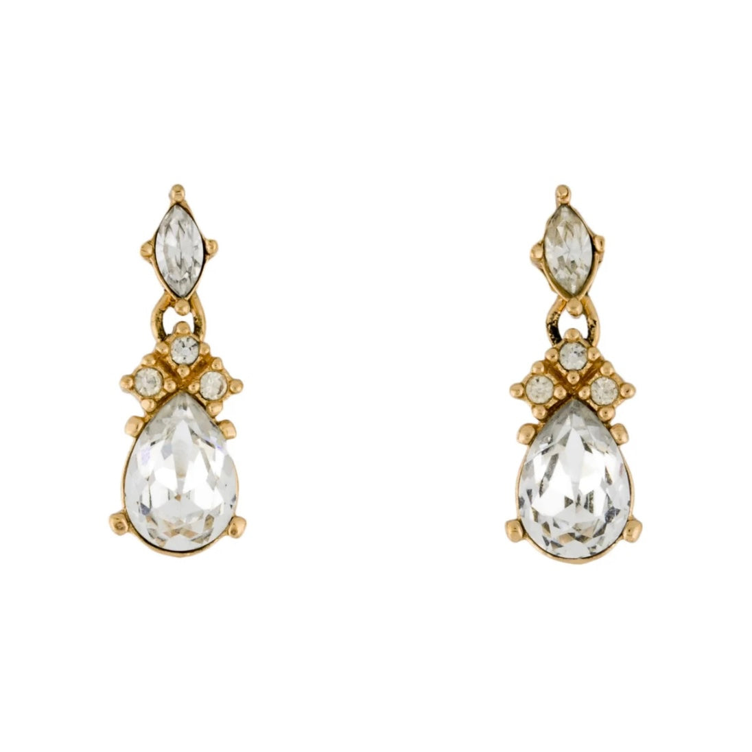 Christian Dior Gold Crystal Drop Earrings (Vintage)