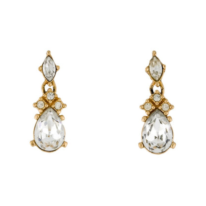 Christian Dior Gold Crystal Drop Earrings (Vintage)