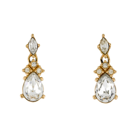 Christian Dior Gold Crystal Drop Earrings (Vintage)