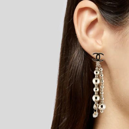 Chanel CC Logo Drop Gold-Plated Earrings