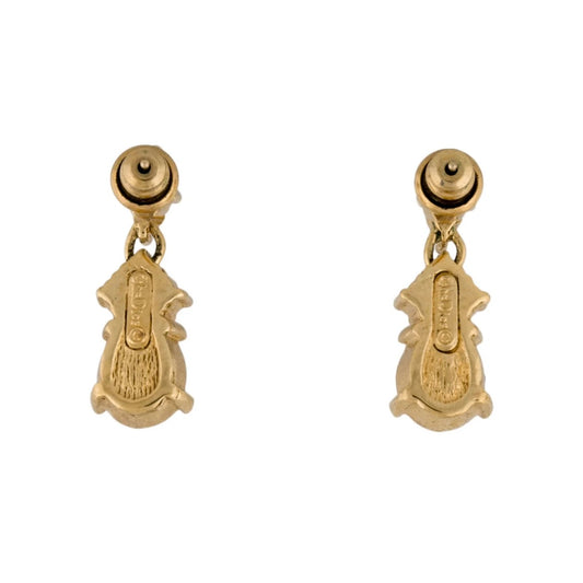 Christian Dior Gold Crystal Drop Earrings (Vintage)