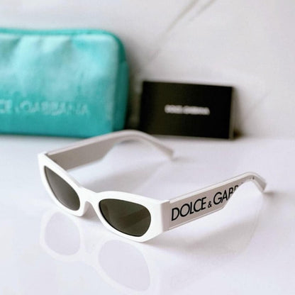 Dolce & Gabbana DNA Logo White Cateye Sunglasses