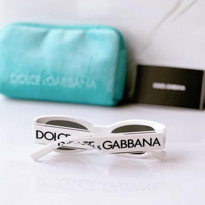 Dolce & Gabbana DNA Logo White Cateye Sunglasses