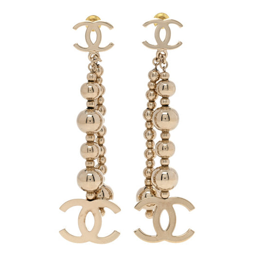 Chanel CC Logo Drop Gold-Plated Earrings