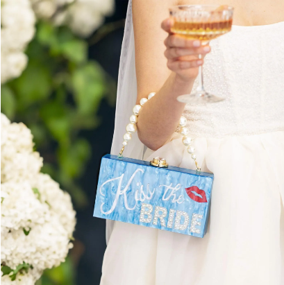 Sophia Webster Cleo Kiss the Bride Blue Clutch Bag