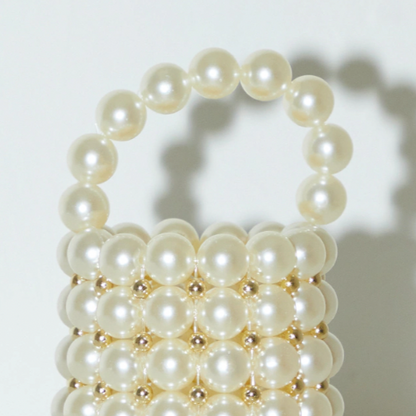 White Pearl with Gold Bead Cylinder Bag